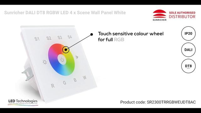 Sunricher DALI DT8 RGBW LED 4 x Scenes Wall Panel | LED Technologies смотреть онлайн