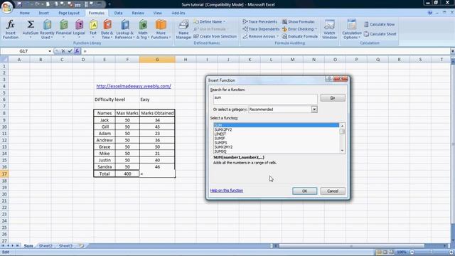 MS Excel : Sum Formula In Excel смотреть онлайн