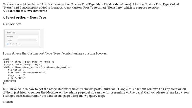 Wordpress: How to retrive Custom Post Type Meta Fields in Custom WP_Query? смотреть онлайн