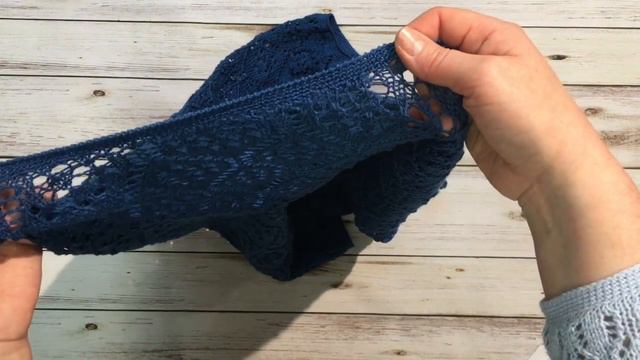 Ажурный кардиган спицами из хлопка. Обзор вязания. Схема узора.