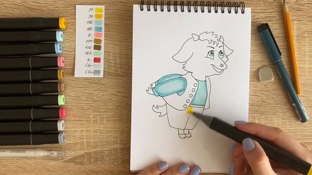 Как нарисовать козлёнка из сказки карандашом и скетч маркерами | Рисунок для детей, поэтапно и легк смотреть онлайн