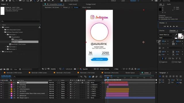 Как Сделать Напоминатель Подписки на Инстаграм в Adobe After Effects! (ГОТОВЫЙ ПРОЕКТ) смотреть онлайн