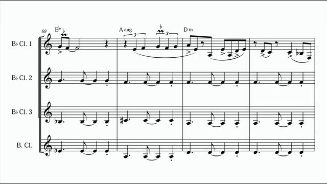 "Bachiazzola" - for clarinet quartet (score on video) смотреть онлайн