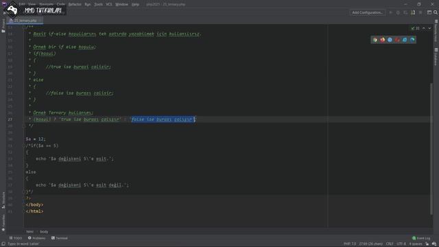 Ternary Operatör (Tek Satırda If-Else) - 25 - PHP Dersleri 2021 смотреть онлайн