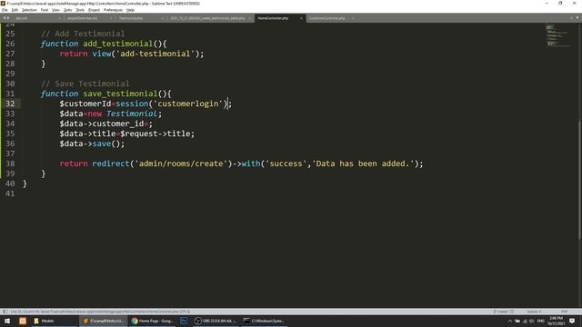 Laravel Full Course - Hotel Management System | Save customer testimonial data in database #37 смотреть онлайн