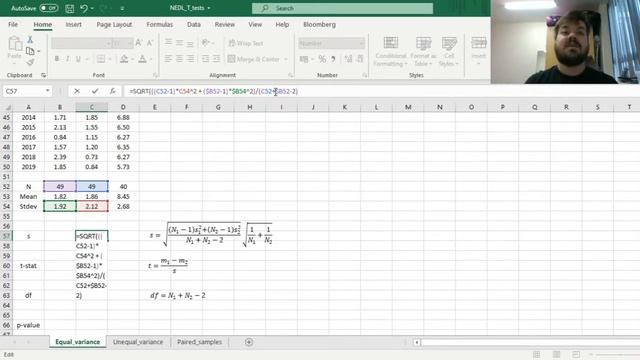 Equal variance T-test explained (Excel) смотреть онлайн