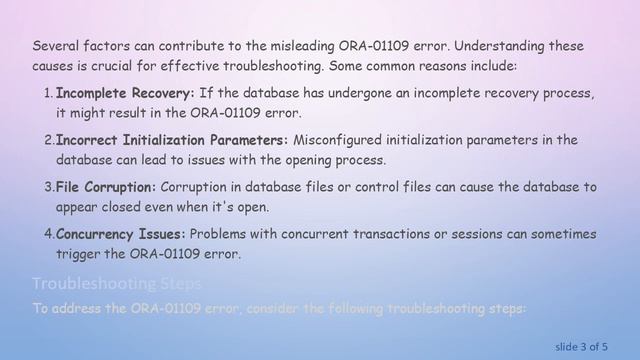 Troubleshooting ORA-01109 Error: Database Not Open смотреть онлайн