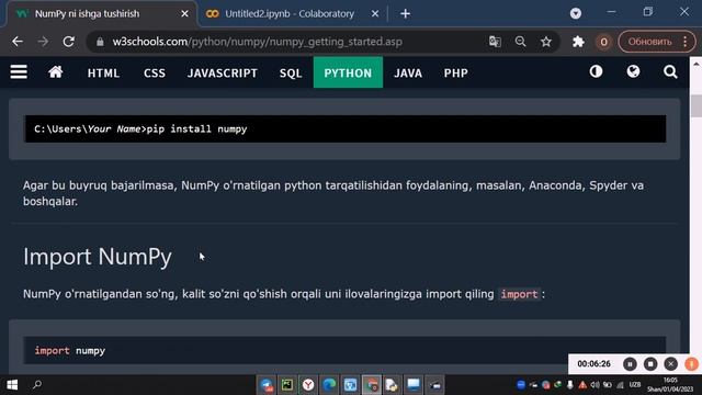 Python numpy kutubxonasi 1-dars | Kirish смотреть онлайн