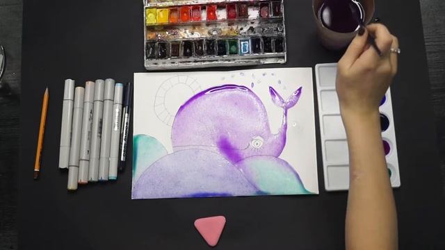 Рисование для детей смешанная техника акварель и графика 5