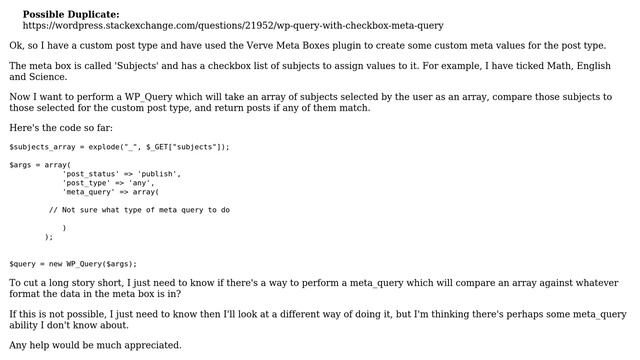 Wordpress: WP_Query with checkbox meta_query - Wordpress смотреть онлайн