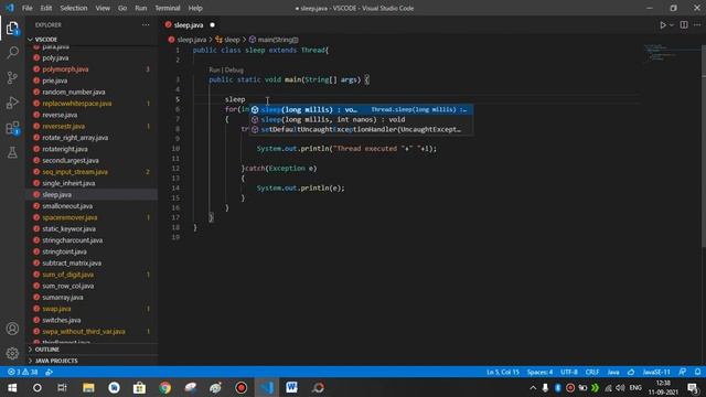 Java Sleep Method of Thread Class | Program to implement Sleep Method to hold program execution смотреть онлайн