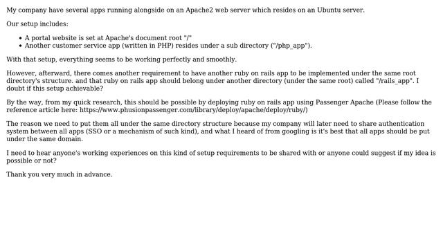 Running Ruby on Rails and PHP apps side-by-side under the same (Apache) web directory structure смотреть онлайн