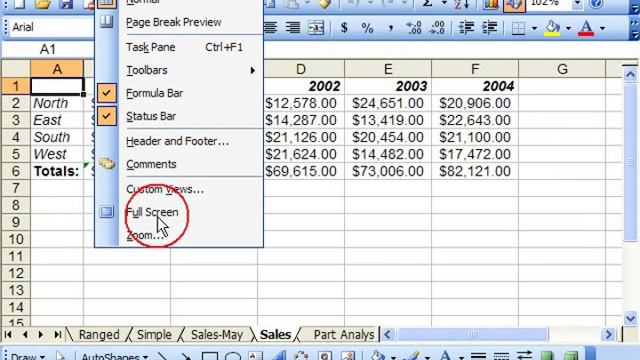 Excel 2003 Tutorial Switching to Full Screen View Microsoft Training Lesson 14.6 смотреть онлайн