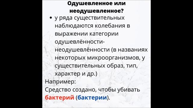 Существительное. Постоянные грамматические признаки. Одушевленные и неодушевленные существительные смотреть онлайн