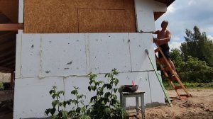 9s. утепление дома пенопластом. Дача, домик для гостей, клеим пенопласт. утепление каркасника.