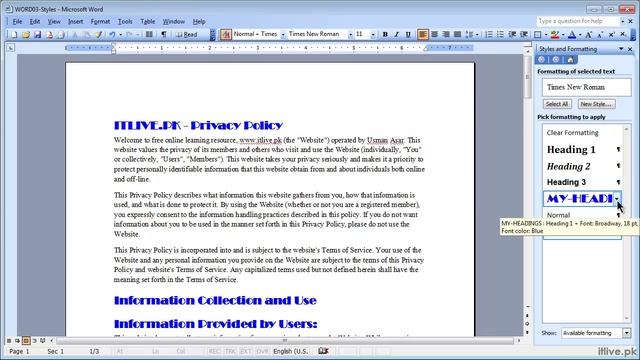 41 - New Styles in Word 2003 (Urdu Language) смотреть онлайн