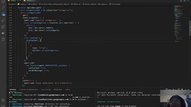 40 - Crea un Ecommerce desde cero: Chatbot Dialogflow Webhook Firebase Functions y Firestore смотреть онлайн