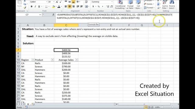 Excel avg excluding zeros on filtered (visible) data смотреть онлайн