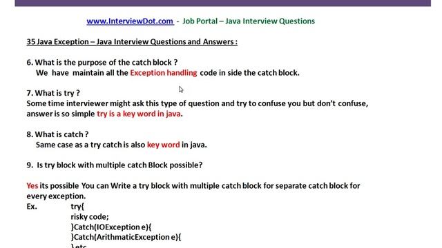 Java Interview Question And Answer 35 Java Exception Interview Question Part 1 смотреть онлайн