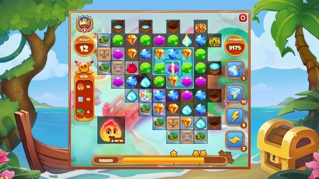 Как пройти уровень 9175 игры Сокровища Пиратов