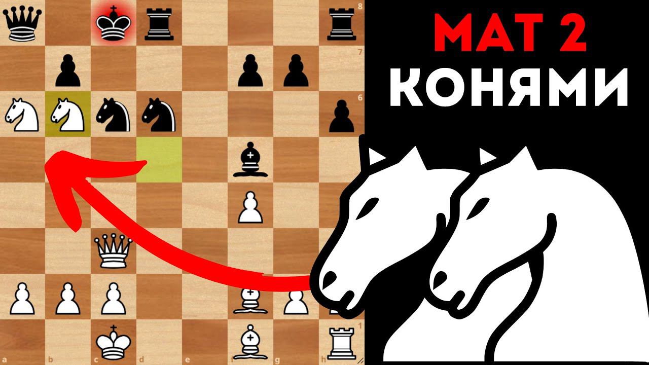 Красивый мат двумя конями. Шахматы смотреть онлайн