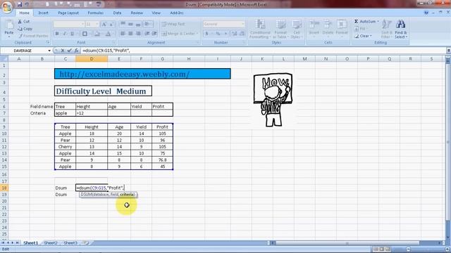 MS Excel Dsum Formula смотреть онлайн