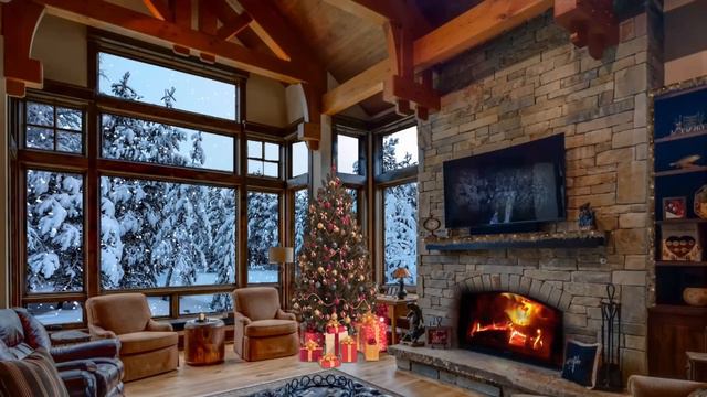 3 Hours Of Christmas Songs, Crackling Fire & Snow [Piano Christmas Music] смотреть онлайн