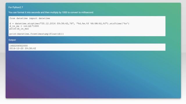 Convert python datetime to timestamp in milliseconds смотреть онлайн