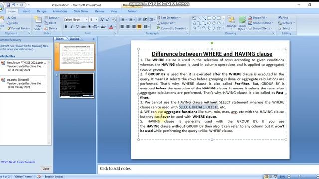 Having Vs Where In MySql смотреть онлайн