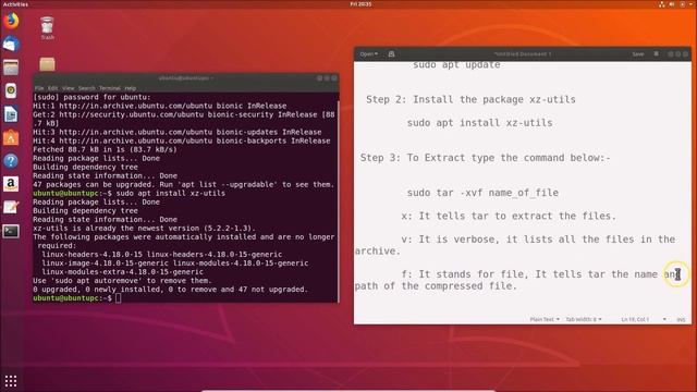 How to Extract a tar.xz File Using Terminal on Ubuntu 18.04 LTS? смотреть онлайн