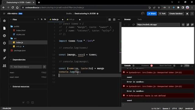 Destructuring in JS ES6 | Thinking in React смотреть онлайн