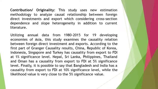 Causal Relationship between Foreign Direct Investment and Export The Case of Developing Economies o смотреть онлайн