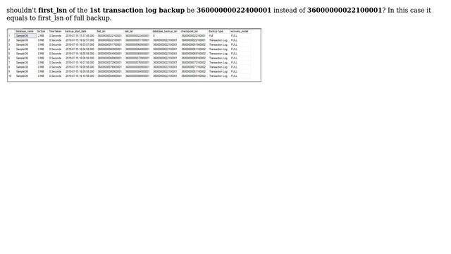 Databases: Why first_lsn of full backup and 1st transaction log backup are same? смотреть онлайн