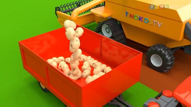 Трактор-комбайн для детей, собирающий урожай при пожаре | Использование трактора-комбайна для детей смотреть онлайн