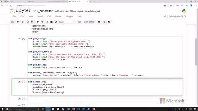 37 Python Beginner Strings and Functions - Build Scheduler Function смотреть онлайн