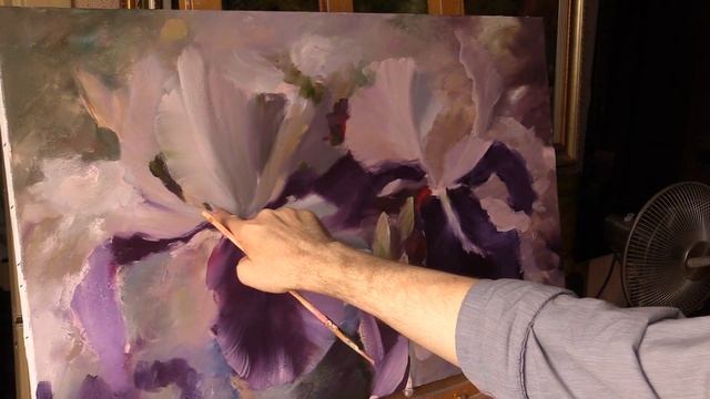 Небольшой урок живописи маслом. Ирисы. Alla Prima Oil Painting смотреть онлайн