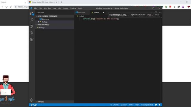 02 - Your first script in node js - Node js course for beginners смотреть онлайн