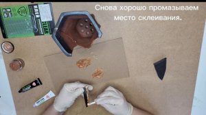 Склейка разбитого керамического горшка эпоксидным клеем