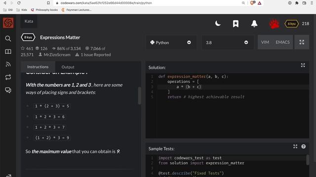 Codewars - Python - Expressions Matter смотреть онлайн