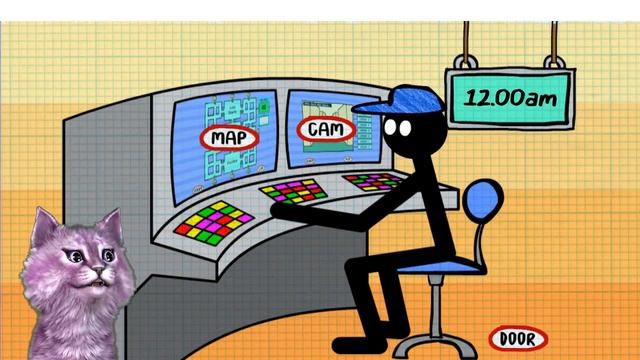 5 НОЧЕЙ СТИКМЕН БЕЗ ГОЛОВЫ #2 как 5 НОЧЕЙ С ЭМОДЖИ страшилки КОШКА ЛАНА играет смотреть онлайн
