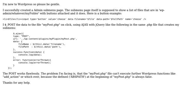 Wordpress: defined ('ABSPATH') false after AJAX post to other PHP-file смотреть онлайн