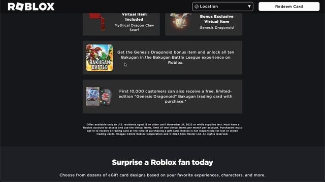 (Bakugan EVENT) New FREE Bonus Roblox Gift Card Item! Genesis Dragonoid смотреть онлайн
