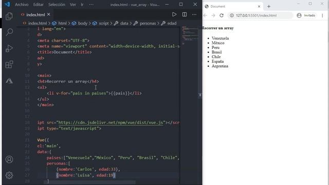 ¿Cómo recorrer un Array con Vue.Js? смотреть онлайн