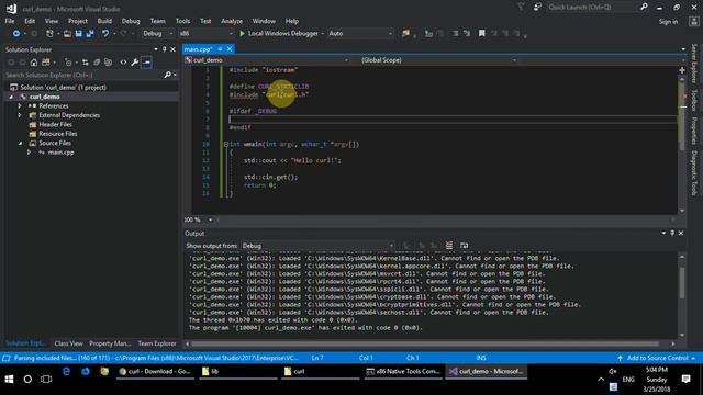 How to build and use curl as static library with Visual Studio 2017 смотреть онлайн