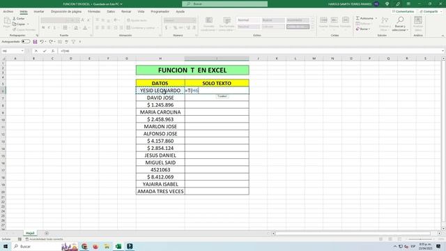 FUNCION T EN EXCEL смотреть онлайн