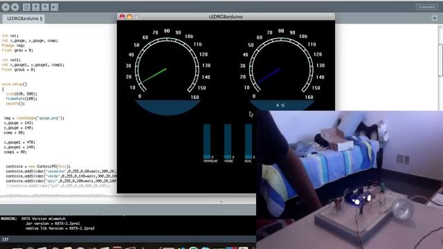 Processing + ControlP5 + Arduino + LDR + LED RGB + Placa Rele смотреть онлайн