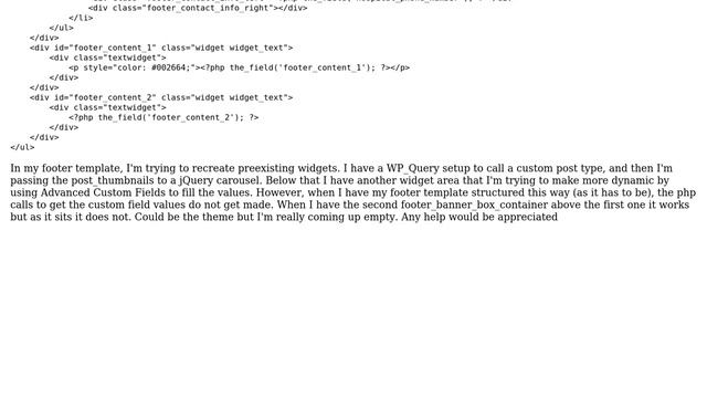 Wordpress: PHP calls to custom fields not being made. Query seems to be blocking them смотреть онлайн