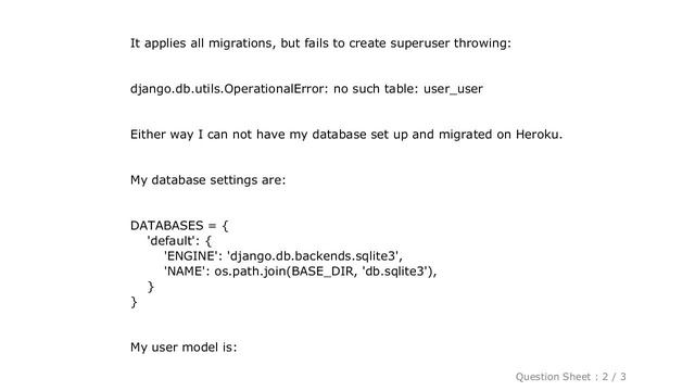 Django : "no such table" error on Heroku after django syncdb passed смотреть онлайн