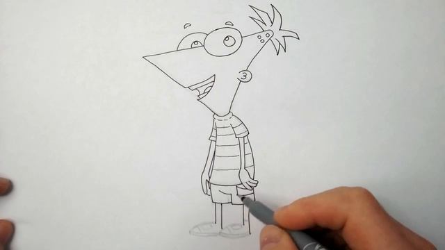 Как нарисовать Финеса карандашом (Финес и Ферб ) - Рисование и раскраска для детей смотреть онлайн