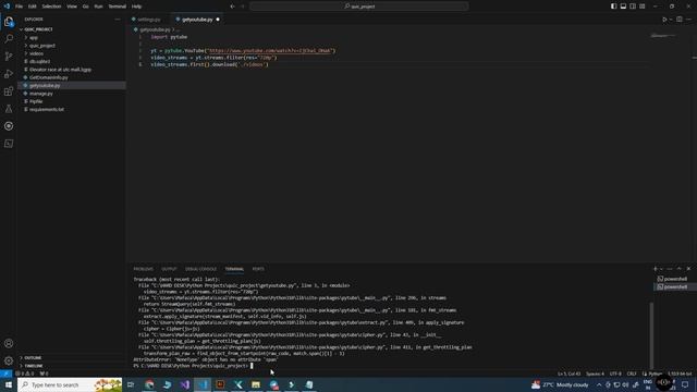 AttributeError: 'NoneType' object has no attribute 'span' for Pytube - Python смотреть онлайн